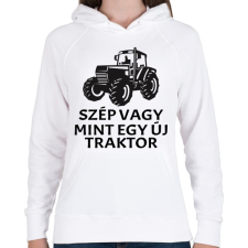 PRINTFASHION Szép vagy, mint egy új traktor. - Női kapucnis pulóver - Fehér női pulóver, kardigán