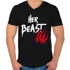 PRINTFASHION Szépség és a szörnyeteg - páros férfi - Férfi V-nyakú póló - Fekete