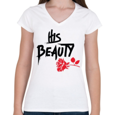 PRINTFASHION Szépseg és szörnyeteg - páros női - Női V-nyakú póló - Fehér