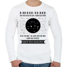 PRINTFASHION Szeptember: Mérleg - Férfi hosszú ujjú póló - Fehér férfi póló