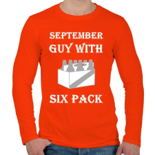 PRINTFASHION Szeptemberben született kockás hasú 2 - Férfi hosszú ujjú póló - Narancs férfi póló
