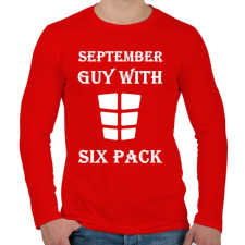 PRINTFASHION Szeptemberben született kockás hasú - Férfi hosszú ujjú póló - Piros férfi póló