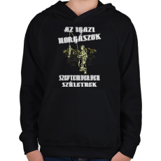 PRINTFASHION Szeptemberi horgász - Gyerek kapucnis pulóver - Fekete