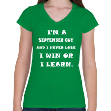 PRINTFASHION Szeptemberi vagyok és nem veszítek hanem tanulok - Női V-nyakú póló - Zöld női póló