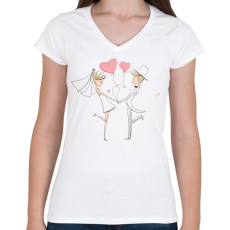 PRINTFASHION szerelem3 - Női V-nyakú póló - Fehér