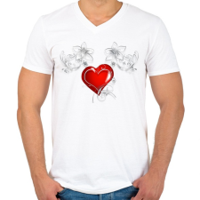 PRINTFASHION Szerelem - Férfi V-nyakú póló - Fehér férfi póló