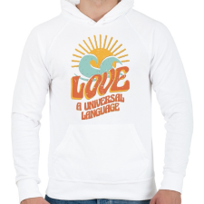 PRINTFASHION Szerelem nyelv - Love is universal  - Férfi kapucnis pulóver - Fehér férfi pulóver, kardigán