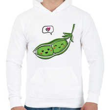 PRINTFASHION Szerelmes borsók - Férfi kapucnis pulóver - Fehér férfi pulóver, kardigán