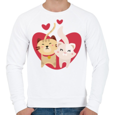 PRINTFASHION Szerelmes cicák - Férfi pulóver - Fehér
