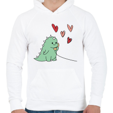 PRINTFASHION Szerelmes dínó (fiú) - Férfi kapucnis pulóver - Fehér férfi pulóver, kardigán