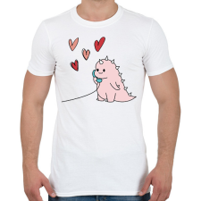 PRINTFASHION Szerelmes dínó (lány) - Férfi póló - Fehér férfi póló