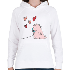 PRINTFASHION Szerelmes dínó (lány) - Női kapucnis pulóver - Fehér női pulóver, kardigán