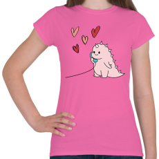 PRINTFASHION Szerelmes dínó (lány) - Női póló - Rózsaszín