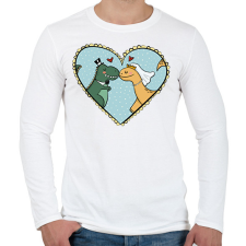 PRINTFASHION Szerelmes dínók - Férfi hosszú ujjú póló - Fehér férfi póló