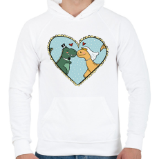 PRINTFASHION Szerelmes dínók - Férfi kapucnis pulóver - Fehér