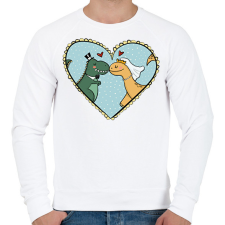 PRINTFASHION Szerelmes dínók - Férfi pulóver - Fehér férfi pulóver, kardigán