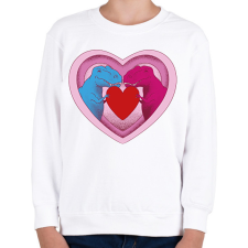 PRINTFASHION Szerelmes dínók - Gyerek pulóver - Fehér gyerek pulóver, kardigán