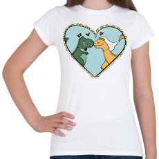 PRINTFASHION Szerelmes dínók - Női póló - Fehér