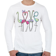 PRINTFASHION Szerelmes flamingok - Férfi hosszú ujjú póló - Fehér férfi póló