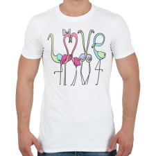 PRINTFASHION Szerelmes flamingok - Férfi póló - Fehér férfi póló