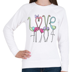 PRINTFASHION Szerelmes flamingok - Női pulóver - Fehér