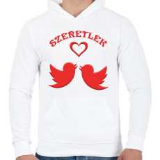 PRINTFASHION Szerelmes galambok - Férfi kapucnis pulóver - Fehér