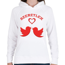 PRINTFASHION Szerelmes galambok - Női kapucnis pulóver - Fehér női pulóver, kardigán