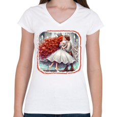 PRINTFASHION Szerelmes hercegnő - Női V-nyakú póló - Fehér