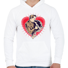 PRINTFASHION Szerelmes horgász - Férfi kapucnis pulóver - Fehér