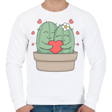 PRINTFASHION Szerelmes kaktusz - Férfi pulóver - Fehér