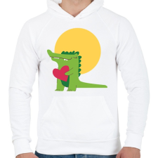 PRINTFASHION Szerelmes krokodil - Férfi kapucnis pulóver - Fehér férfi pulóver, kardigán