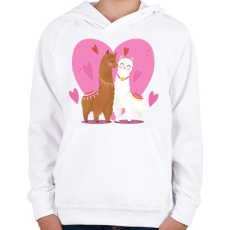 PRINTFASHION Szerelmes láma - Gyerek kapucnis pulóver - Fehér