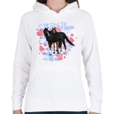 PRINTFASHION szerelmes lovak - Női kapucnis pulóver - Fehér