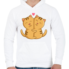PRINTFASHION Szerelmes macskák - Férfi kapucnis pulóver - Fehér