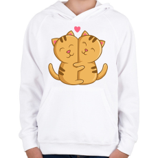 PRINTFASHION Szerelmes macskák - Gyerek kapucnis pulóver - Fehér