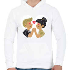 PRINTFASHION Szerelmes pár - Férfi kapucnis pulóver - Fehér