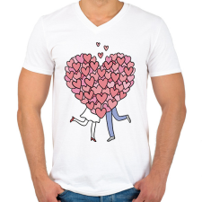 PRINTFASHION Szerelmes pár - Férfi V-nyakú póló - Fehér férfi póló