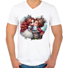 PRINTFASHION Szerelmes puszi - Férfi V-nyakú póló - Fehér férfi póló
