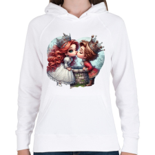 PRINTFASHION Szerelmes puszi - Női kapucnis pulóver - Fehér női pulóver, kardigán