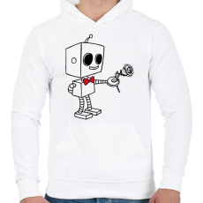 PRINTFASHION Szerelmes robot - férfi - Férfi kapucnis pulóver - Fehér