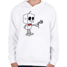 PRINTFASHION Szerelmes robot - férfi - Gyerek kapucnis pulóver - Fehér