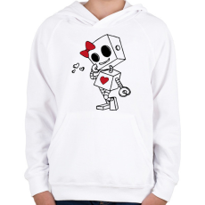PRINTFASHION Szerelmes robot - női - Gyerek kapucnis pulóver - Fehér
