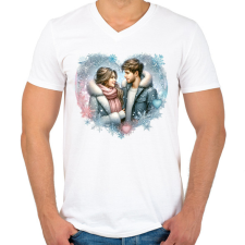 PRINTFASHION Szerelmespár - Férfi V-nyakú póló - Fehér férfi póló