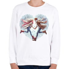 PRINTFASHION Szerelmespár télen - Gyerek pulóver - Fehér gyerek pulóver, kardigán