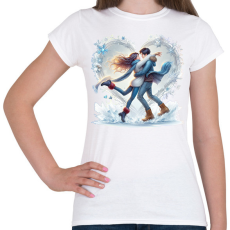 PRINTFASHION Szerelmespár télen - Női póló - Fehér