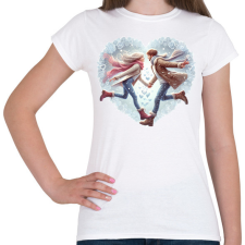 PRINTFASHION Szerelmespár télen - Női póló - Fehér női póló