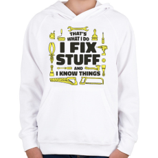 PRINTFASHION Szerelő - Gyerek kapucnis pulóver - Fehér