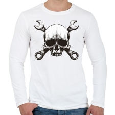 PRINTFASHION Szerelő koponya - Férfi hosszú ujjú póló - Fehér férfi póló