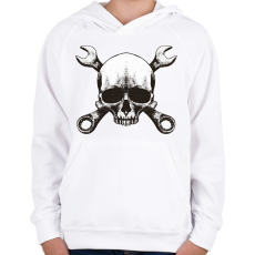 PRINTFASHION Szerelő koponya - Gyerek kapucnis pulóver - Fehér