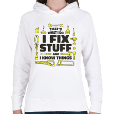 PRINTFASHION Szerelő - Női kapucnis pulóver - Fehér